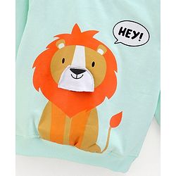 Babyhug Cotton Knit Full Sleeves Sweatshirt Lion Print & Applique - Mint Green
