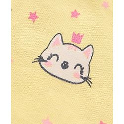 Babyhug Half Sleeves Nighty Kitty Print Pack of 2 - Blue Yellow