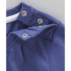 Babyhug Cotton Half Sleeves Night Suit Stripes and Journey into Space Print - Navy Blue