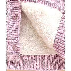 Babyhug Knit Full Sleeves Cable Knitted & Sequins Detailing Hooded Sweater - Purple