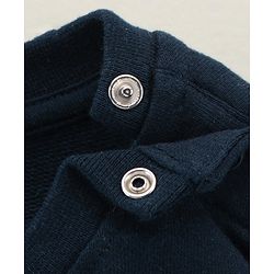 Babyhug Full Sleeves Sweatshirt With Sequence Embroidery & Bow Detailing- Navy