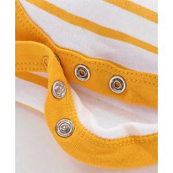 Babyhug 100% Cotton Full Sleeves Onesie Bear Print - Mustard