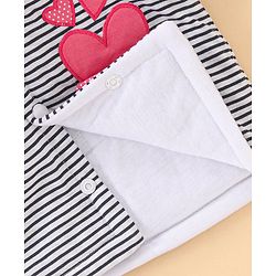 Babyhug Cotton Winter Wear Heart Patched Hooded T-Shirt and Dotted Lounge Pant - Navy Blue Pink