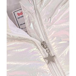 Babyhug Full Sleeves Woven Color Block Hooded Padded Jacket - Off White