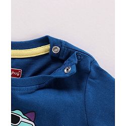 Babyhug Half Sleeves Tee With Shorts Dino & Stripes Print- Blue