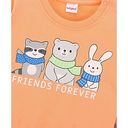 Babyhug Full Sleeves Sweatshirt Animal Print - Peach