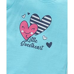 Babyhug 100% Cotton Half Sleeves Night Suit Heart Print - Blue