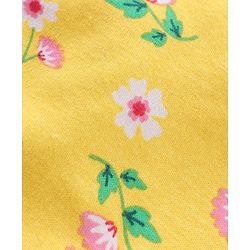 Babyhug 100% Cotton Half Sleeves Floral Print & Striped Vest Pack Of 3 - Yellow & Pink