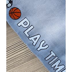Babyhug Cotton Knit Half Sleeves Sports Print Denim Shirt - Blue
