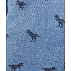 Babyhug Full Sleeves Washed Denim Shirt Dino Print - Blue