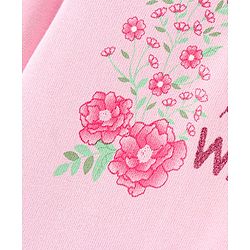 Babyhug Full Sleeves Knit Sweatshirt Text & Floral Print - Pink