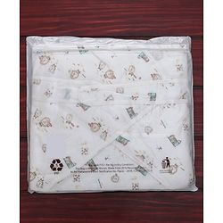 Babyhug Cotton Hooded Wrapper Lion Print - White