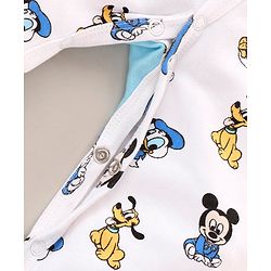Babyhug Full Sleeves Sleepsuit Mickey Mouse & Donald Duck Print - Blue