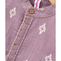 Babyhug Cotton Woven Full Sleeves Kurta & Dhoti Set Ethnic Print - Purple