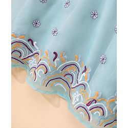Babyhug Three Fourth Sleeves Top & Skirt Set Floral Embroidery- Mint