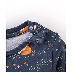 Babyhug 100% Cotton Full Sleeves Sweatshirt With Jackal Print -Navy Blue