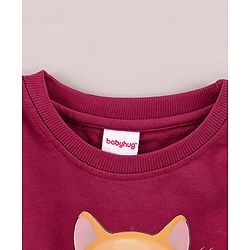 Babyhug Full Sleeves Knit Sweatshirt With Graphics- Maroon