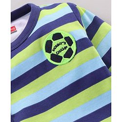 Babyhug Full Sleeves Striped Sleep Suit - Navy
