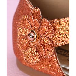 Cute Walk by Babyhug Ballerinas with Floral Applique - Orange