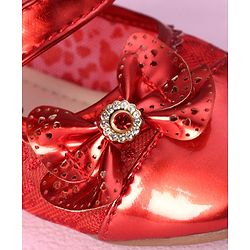 Cute Walk by Babyhug Metallic Party Wear Sandals Bow Applique - Red