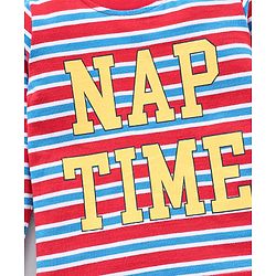 Babyhug Full Sleeves Stripe Night Suit Nap Time Print - Red Blue
