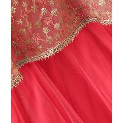 Babyhug Sleeveless Solid Color Dress With Embroidered Poncho - Beige Pink