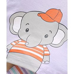 Babyhug Full Sleeves Nightwear Pyjama Set Elephant Print - Purple Blue