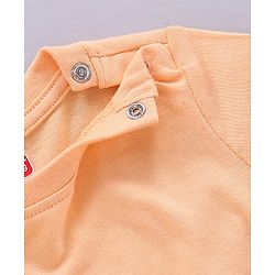 Babyhug Cotton Knit Full Sleeves Elephant Print & Striped Night Suit - Orange