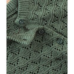 Babyhug Full Sleeves Knitted Romper Solid Textured - Olive Green