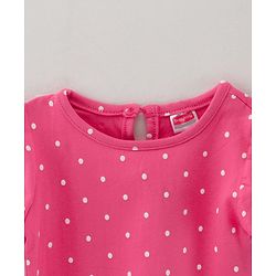 Babyhug Cotton Knit Half Sleeves Polka Dots Print Nighty - Pink
