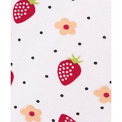 Babyhug Cotton Knit Short Sleeves Strawberry Print Baby Gown - White