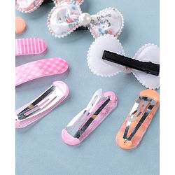 Babyhug Bow Design & Floral Printed Snap Clips Pack of 9 -Multicolor