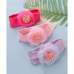 Babyhug Flower Headbands Pack Of 3 - Pink