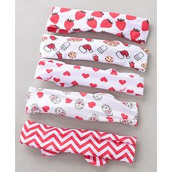 Babyhug Headbands Strawberry Print Pack Of 5 - White