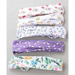 Babyhug Bow Headbands Rainbow Print Pack Of 5 - Multicolor