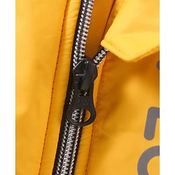 Babyhug Full Sleeves Hooded Fashion Heavy Winter Jacket Text Print - Yellow