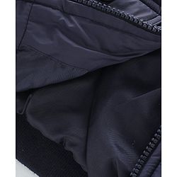 Babyhug Woven Full Sleeves Padded Jacket with Hood Colour Block - Blue