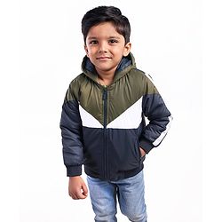 Babyhug Full Sleeves Color Block Hooded Jacket- Multicolor