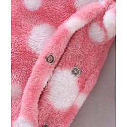 Babyhug Cotton Knit Full Sleeves Footed Velour Sleepsuit Printed - Pink