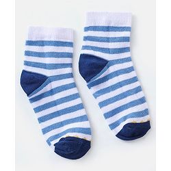 Cutewalk By Babyhug Cotton Anti Bacterial Ankle Length Socks Striped Pack of 3 - Multicolour
