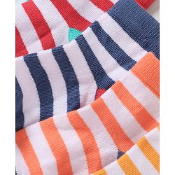 Cutewalk By Babyhug Anti Bacterial Ankle Length Non Terry Socks Striped Design Pack of 5 - Blue & Red