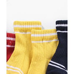 Cute Walk by Babyhug Cotton Anti Bacterial Ankle Length Socks Solid Pack of 3 - Yellow Red