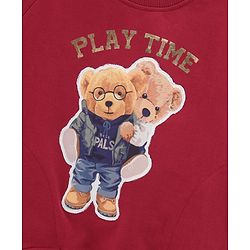 Babyhug Full Sleeves Cotton Knit Sweatshirt With Applique- Maroon