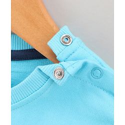 Babyhug Full Sleeves Cut & Sew Sweatshirt With Text Print- Blue/Grey