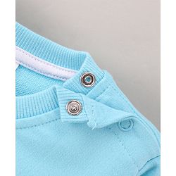 Babyhug Full Sleeves Knit Sweatshirt WIth Kangaroo Pocket & Text Print - Blue