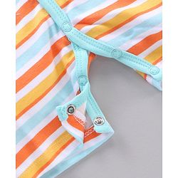 Babyhug 100% Cotton Half Sleeves Striped Rompers Pack Of 2 - Multicolor