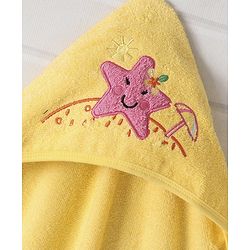 Babyhug Hooded Towel Star Printed - Yellow