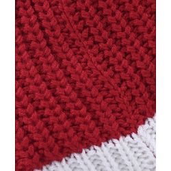 Babyhug Woollen Cap Maroon White - Diameter 11.5 cm