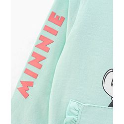 Babyhug Full Sleeves Knit Sweatshirt with Minnie Mouse Graphic & HD Text Print at Sleeves- Mint Green