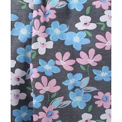 Babyhug Full Length Knit Leggings Floral Print - Navy Blue